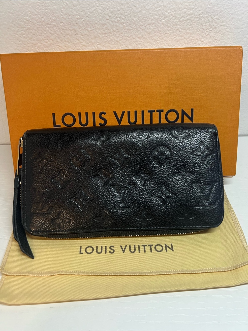 Louis Vuitton Black Empriente Embossed Monogram Zip Wallet